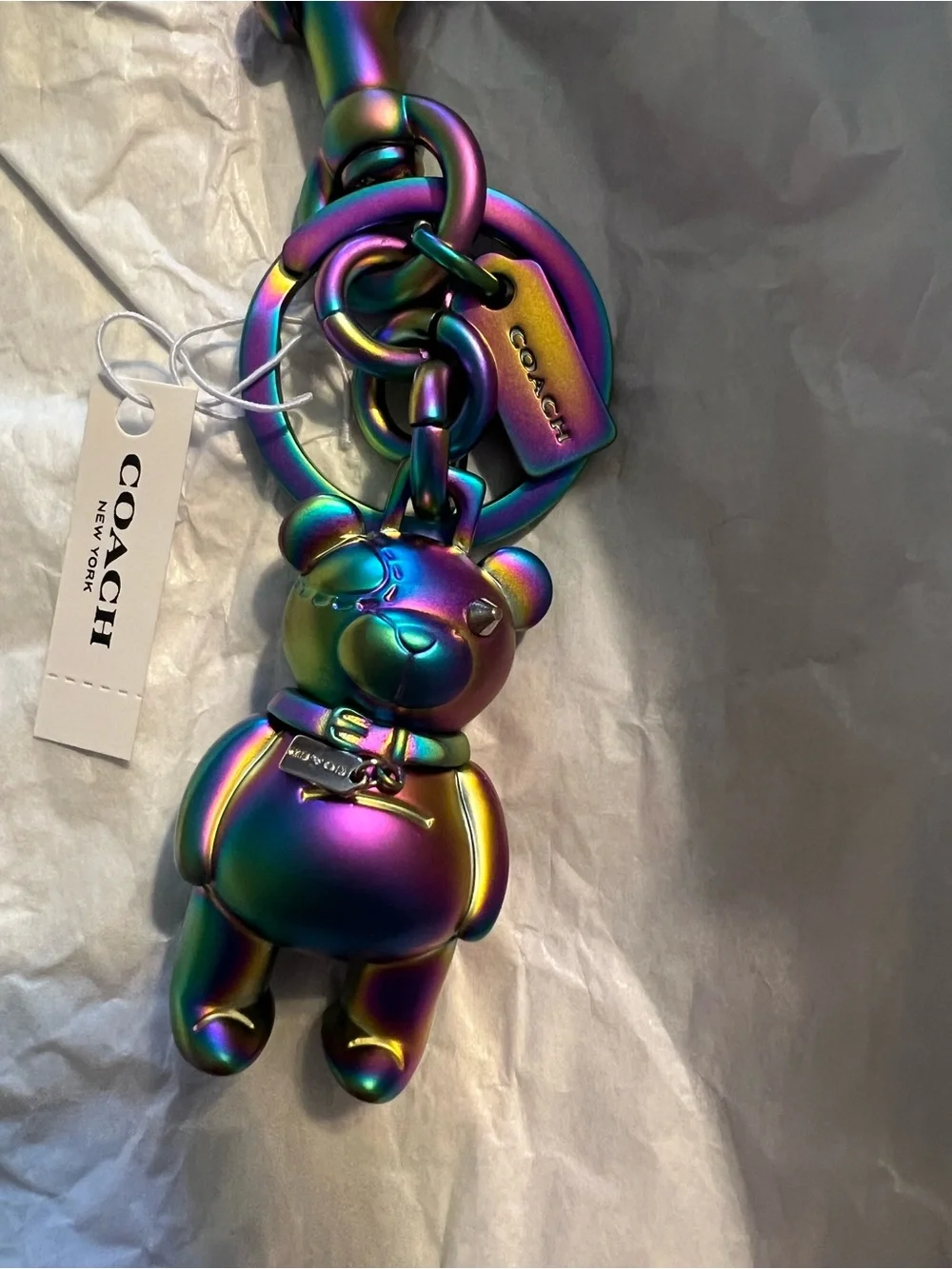 Coach 3D Oil Slick Bear Charm NWTS!